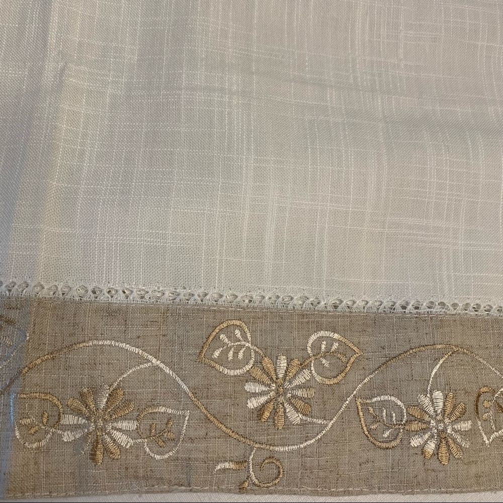 Two Sets Of Tier Curtains , Embroidered Design, Rod Pocket, Excellent Condition